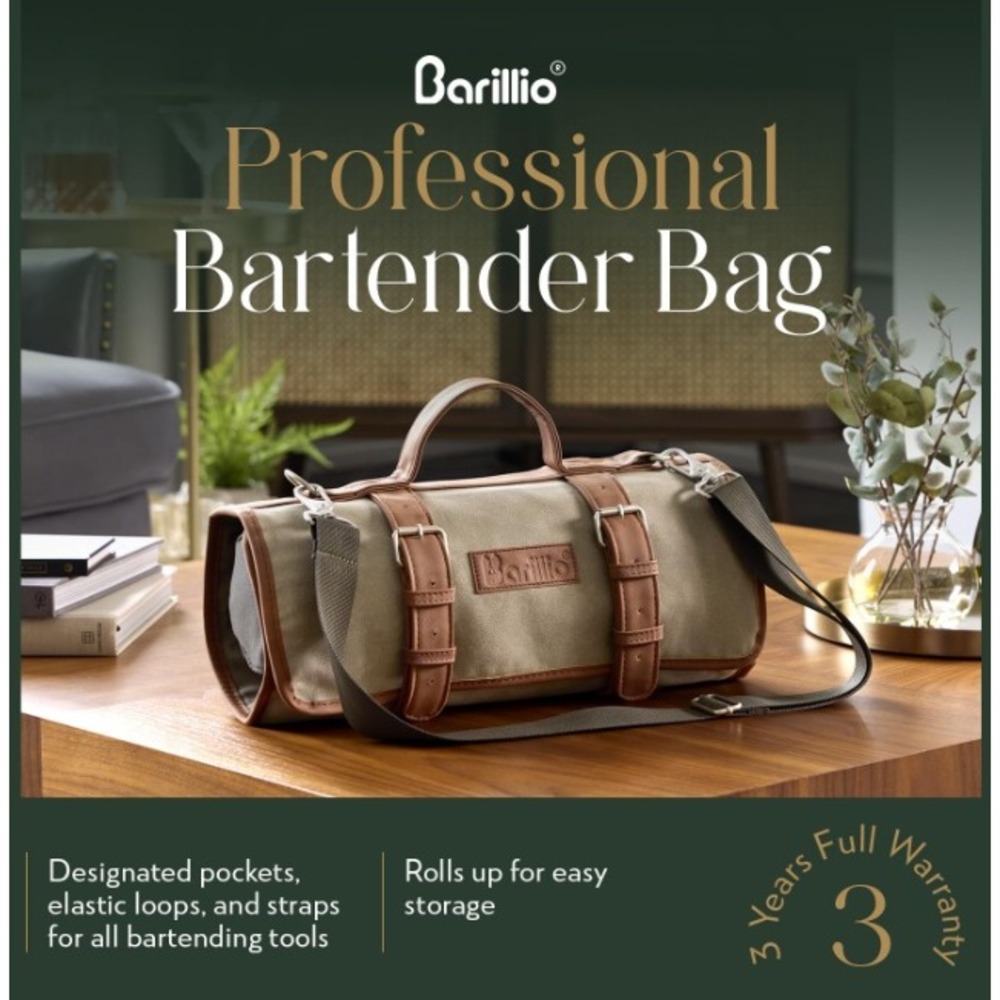 Barillio Bartender Roll Bag Unisex OS Olive Green Waxed Canvas Professional Case
